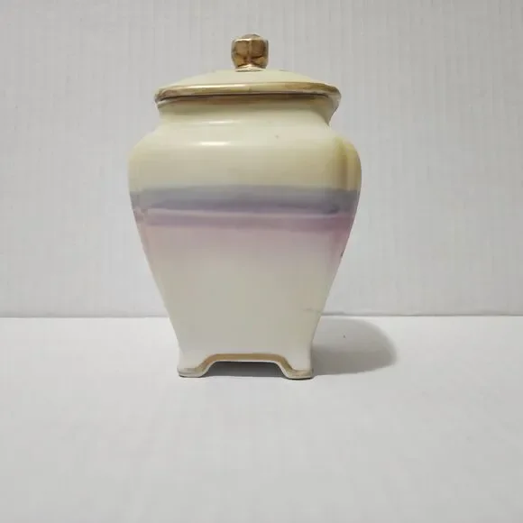 Antique or Vintage Nippon Small Porcelain Potpourri Jar with Lid Sailboat Scene - Picture 4 of 9